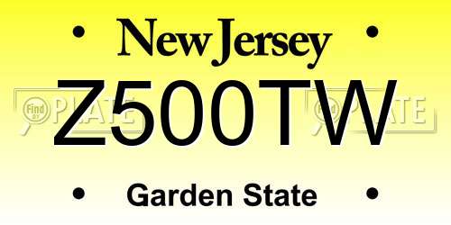 Z500TW New Jersey License Plate