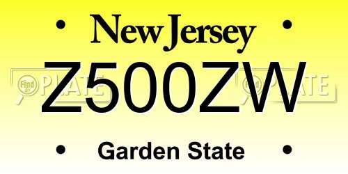 Z500ZW New Jersey License Plate