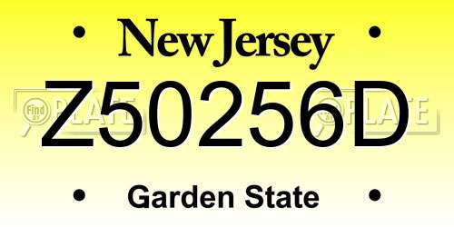 Z50256D New Jersey License Plate