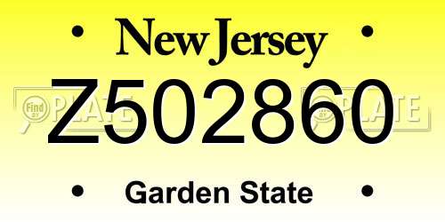 Z502860 New Jersey License Plate