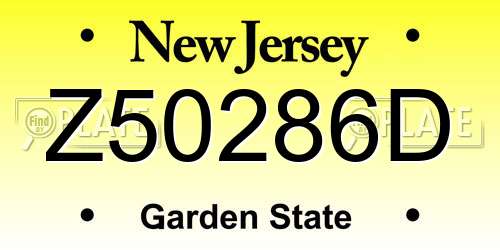 Z50286D New Jersey License Plate