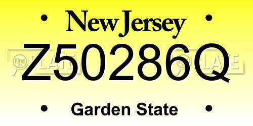 Z50286Q New Jersey License Plate