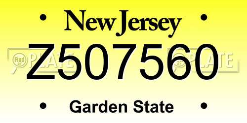 Z507560 New Jersey License Plate