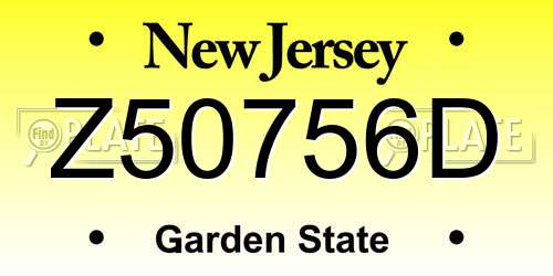 Z50756D New Jersey License Plate