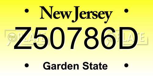 Z50786D New Jersey License Plate