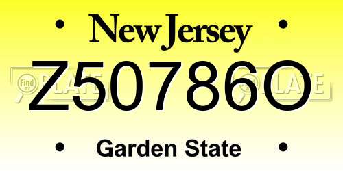 Z50786O New Jersey License Plate