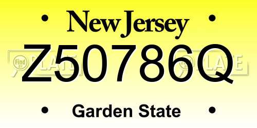 Z50786Q New Jersey License Plate
