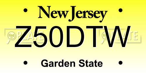 Z50DTW New Jersey License Plate