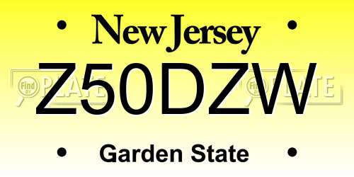 Z50DZW New Jersey License Plate