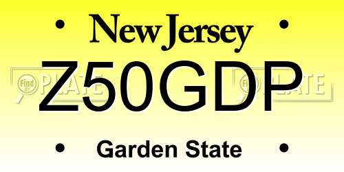 Z50GDP New Jersey License Plate