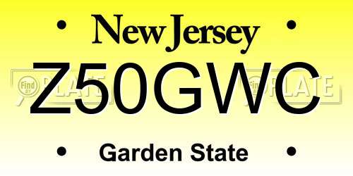 Z50GWC New Jersey License Plate