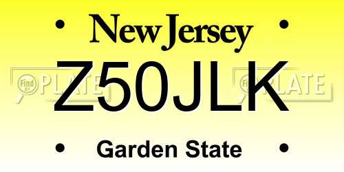 Z50JLK New Jersey License Plate