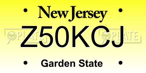 Z50KCJ New Jersey License Plate