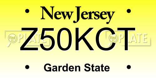 Z50KCT New Jersey License Plate
