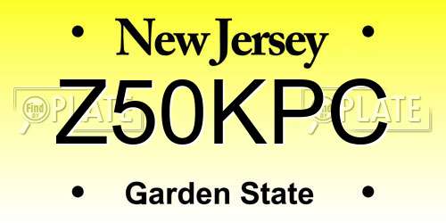 Z50KPC New Jersey License Plate