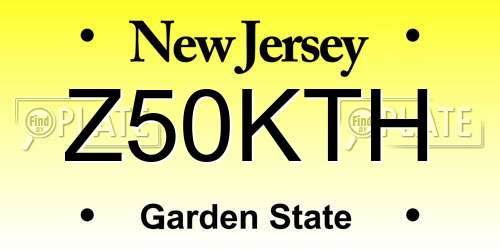 Z50KTH New Jersey License Plate