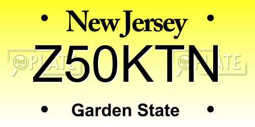 Z50KTN New Jersey License Plate