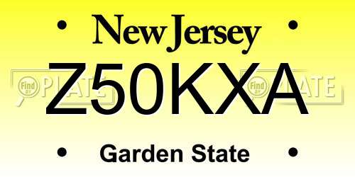 Z50KXA New Jersey License Plate