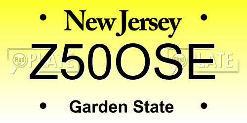 Z50OSE New Jersey License Plate