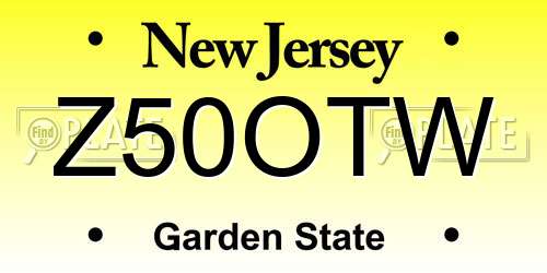Z50OTW New Jersey License Plate