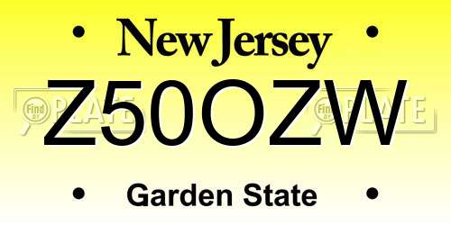 Z50OZW New Jersey License Plate