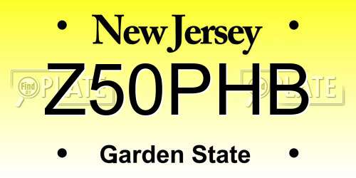 Z50PHB New Jersey License Plate