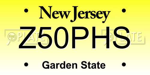 Z50PHS New Jersey License Plate