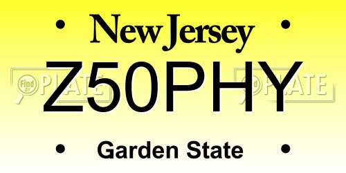 Z50PHY New Jersey License Plate