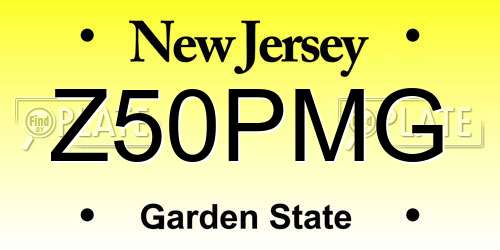 Z50PMG New Jersey License Plate