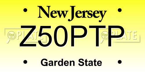 Z50PTP New Jersey License Plate