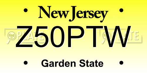 Z50PTW New Jersey License Plate