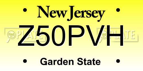 Z50PVH New Jersey License Plate