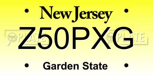 Z50PXG New Jersey License Plate