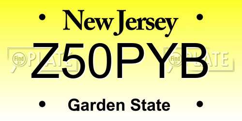 Z50PYB New Jersey License Plate