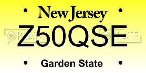 Z50QSE New Jersey License Plate