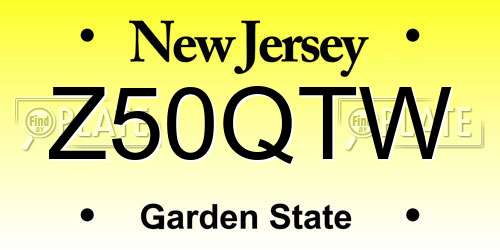 Z50QTW New Jersey License Plate