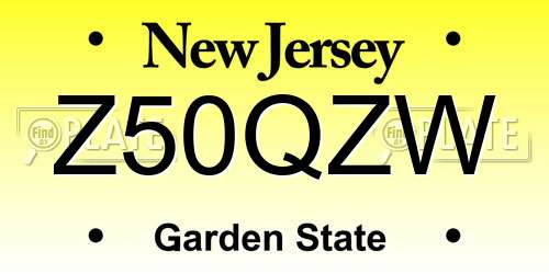 Z50QZW New Jersey License Plate