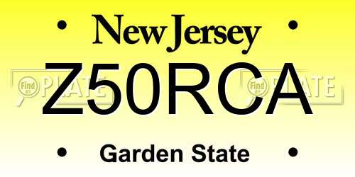 Z50RCA New Jersey License Plate