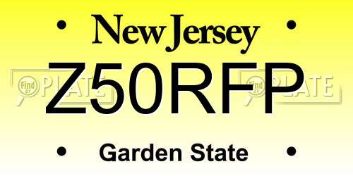 Z50RFP New Jersey License Plate