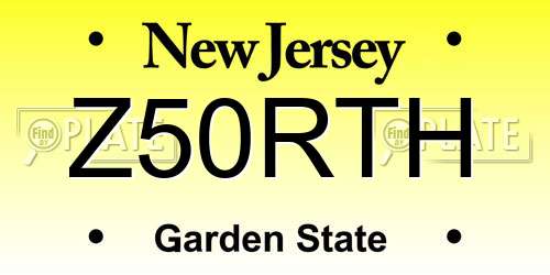 Z50RTH New Jersey License Plate
