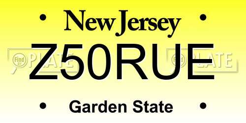 Z50RUE New Jersey License Plate