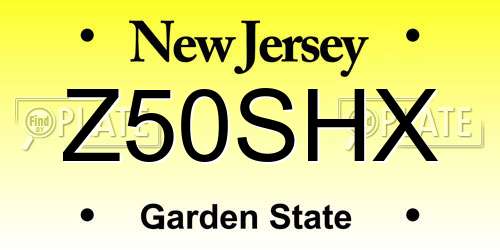 Z50SHX New Jersey License Plate