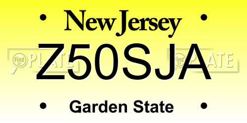 Z50SJA New Jersey License Plate