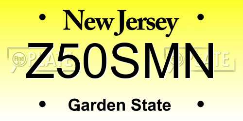 Z50SMN New Jersey License Plate