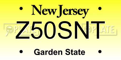 Z50SNT New Jersey License Plate