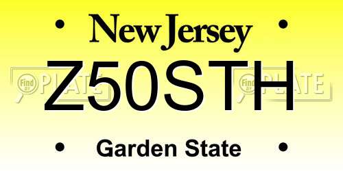 Z50STH New Jersey License Plate