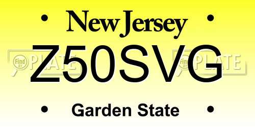Z50SVG New Jersey License Plate
