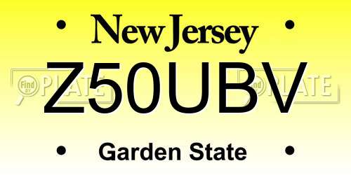 Z50UBV New Jersey License Plate