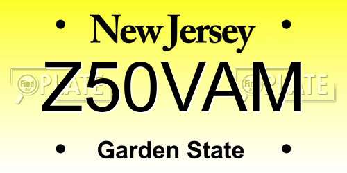 Z50VAM New Jersey License Plate