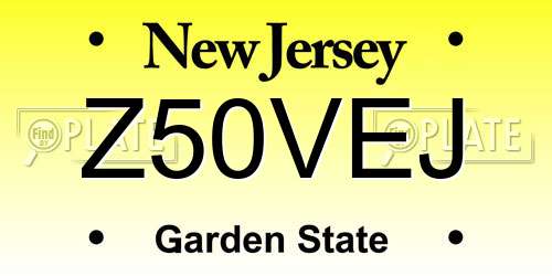 Z50VEJ New Jersey License Plate